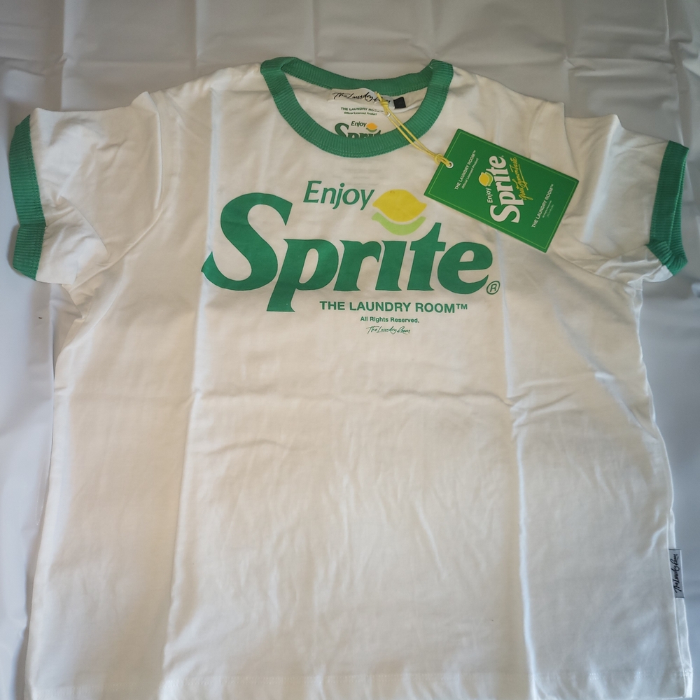 The Laundry Room White & Green Sprite Logo Ringer Tee